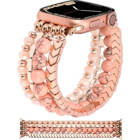 NEW Beaded Rose Gold/Pink Boho Apple Watch Band